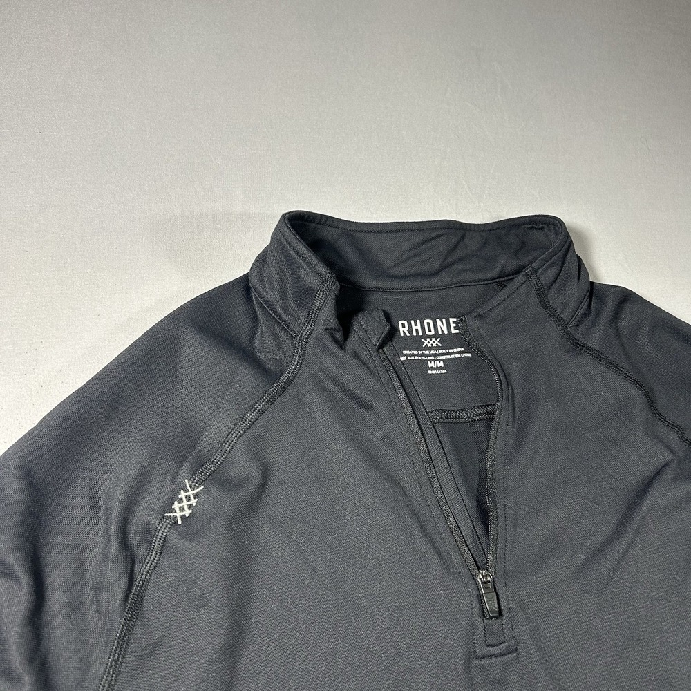 Rhone Mens Medium Black Athletic Long Sleeve Quarter Zip Pullover RN141364